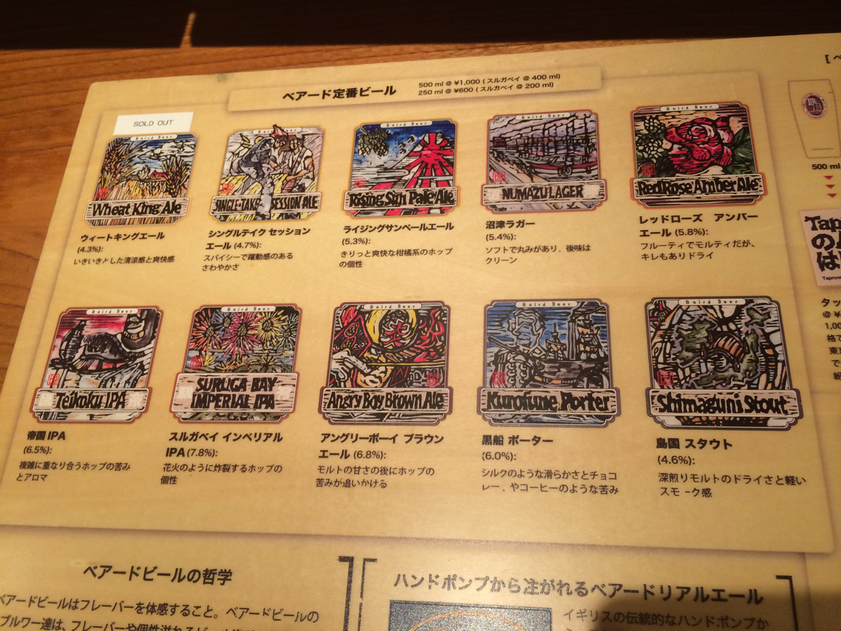 ビールメニュー